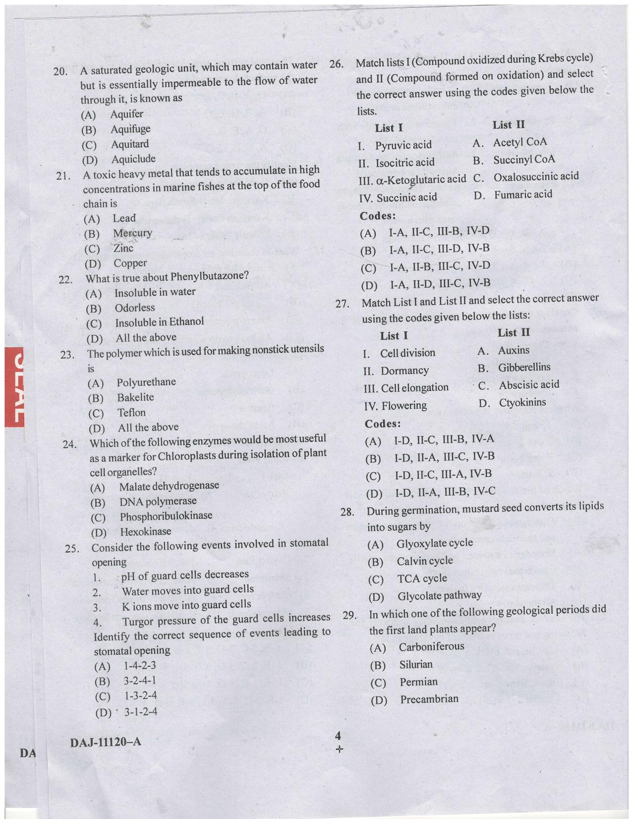 KUET 2023 M.Sc. Environmental Science Question Paper - Page 55