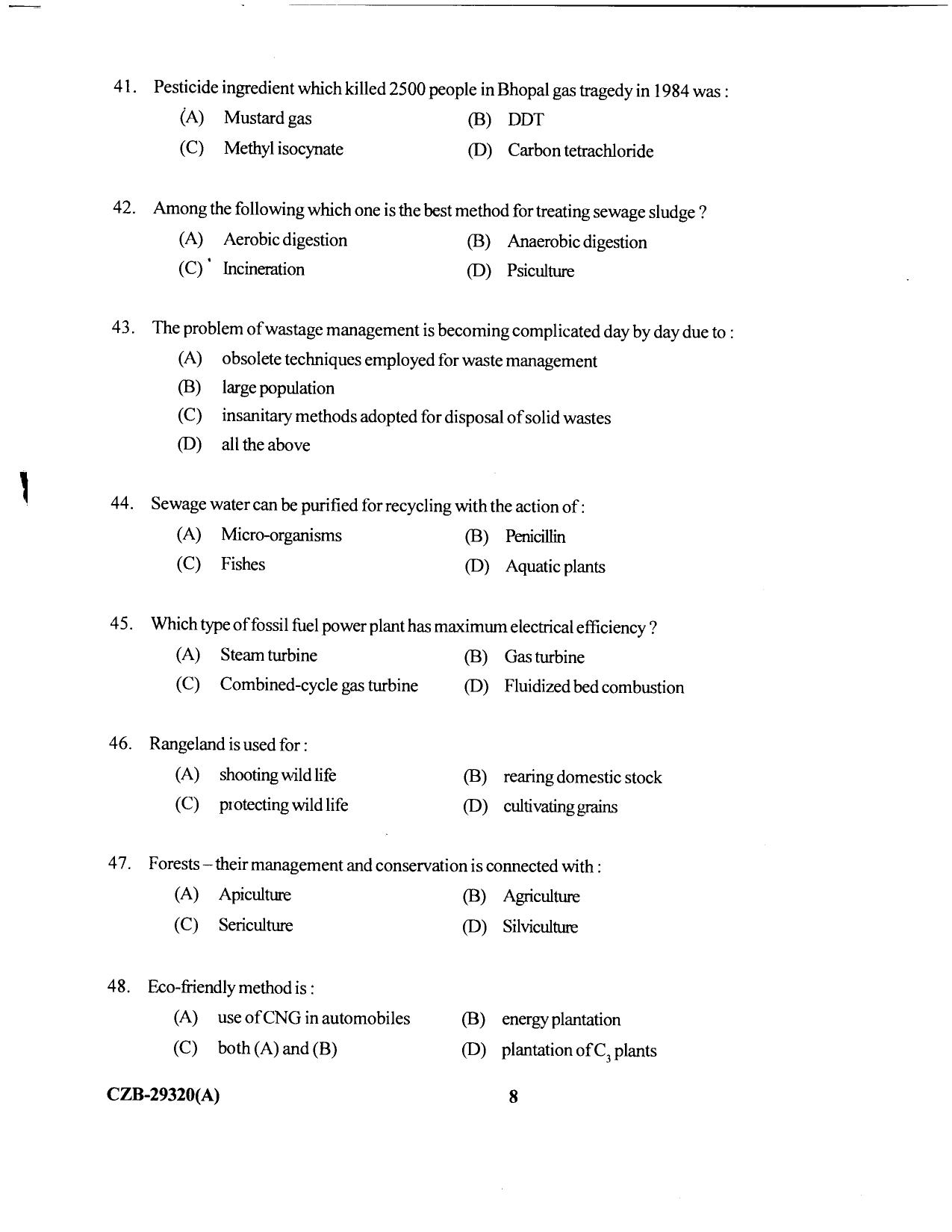 KUET 2023 M.Sc. Environmental Science Question Paper - Page 82