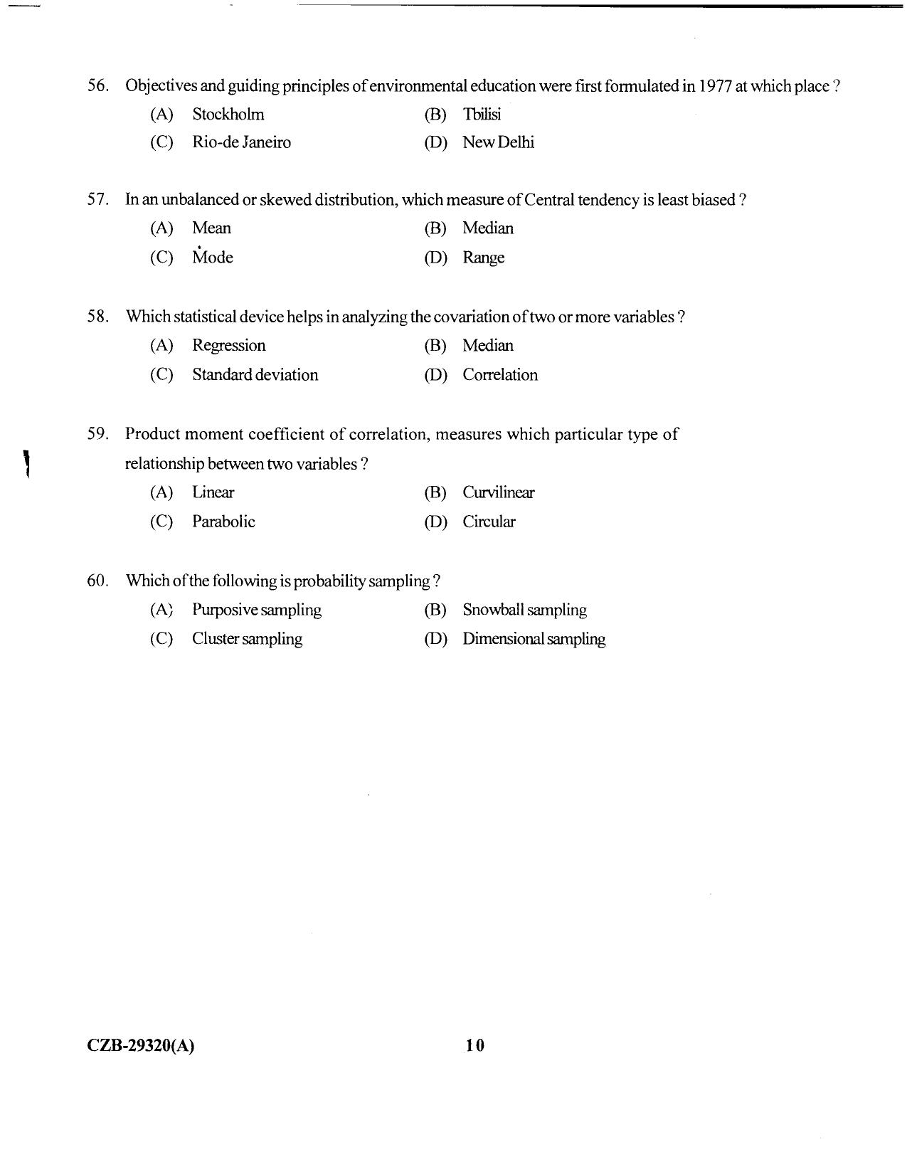 KUET 2023 M.Sc. Environmental Science Question Paper - Page 84