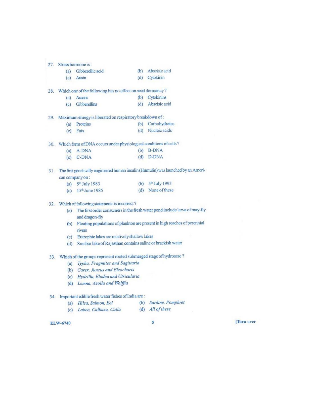 KUET 2023 M.Sc. Environmental Science Question Paper - Page 97