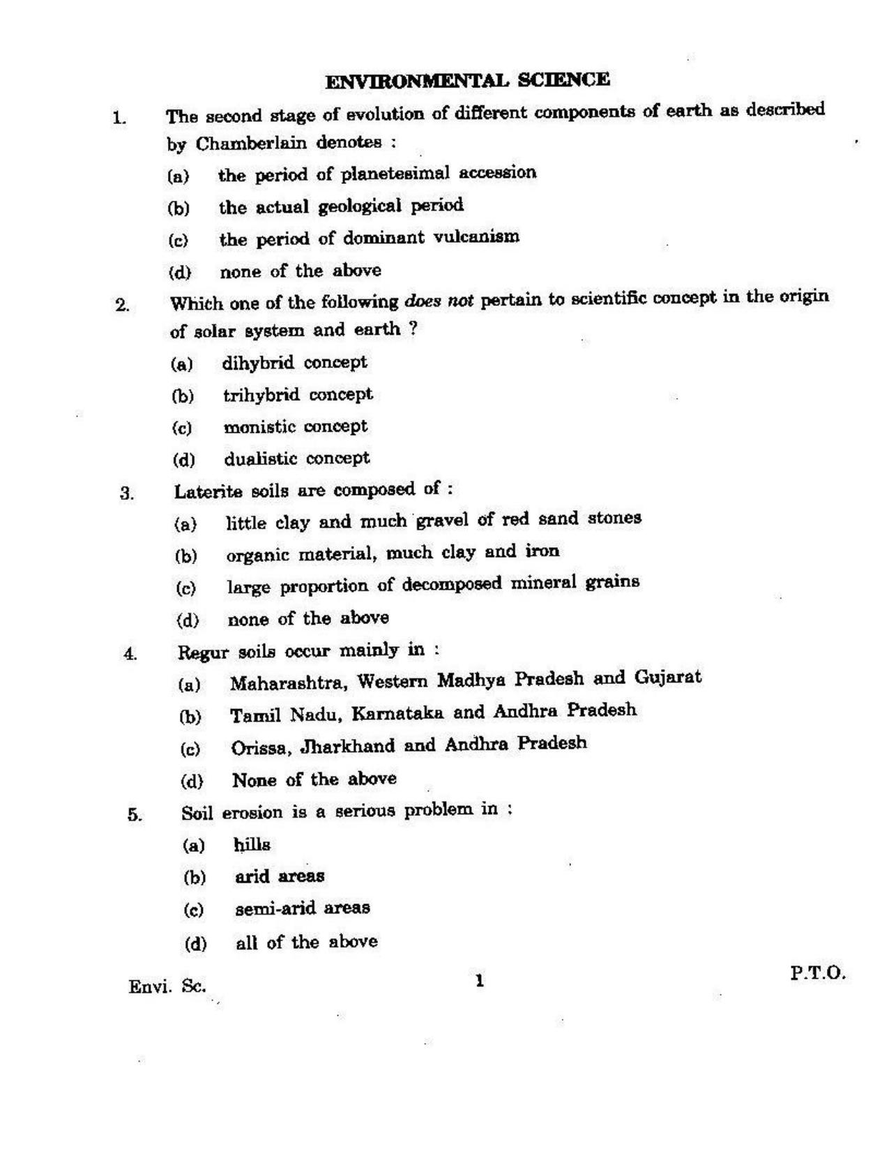 KUET 2023 M.Sc. Environmental Science Question Paper - Page 102
