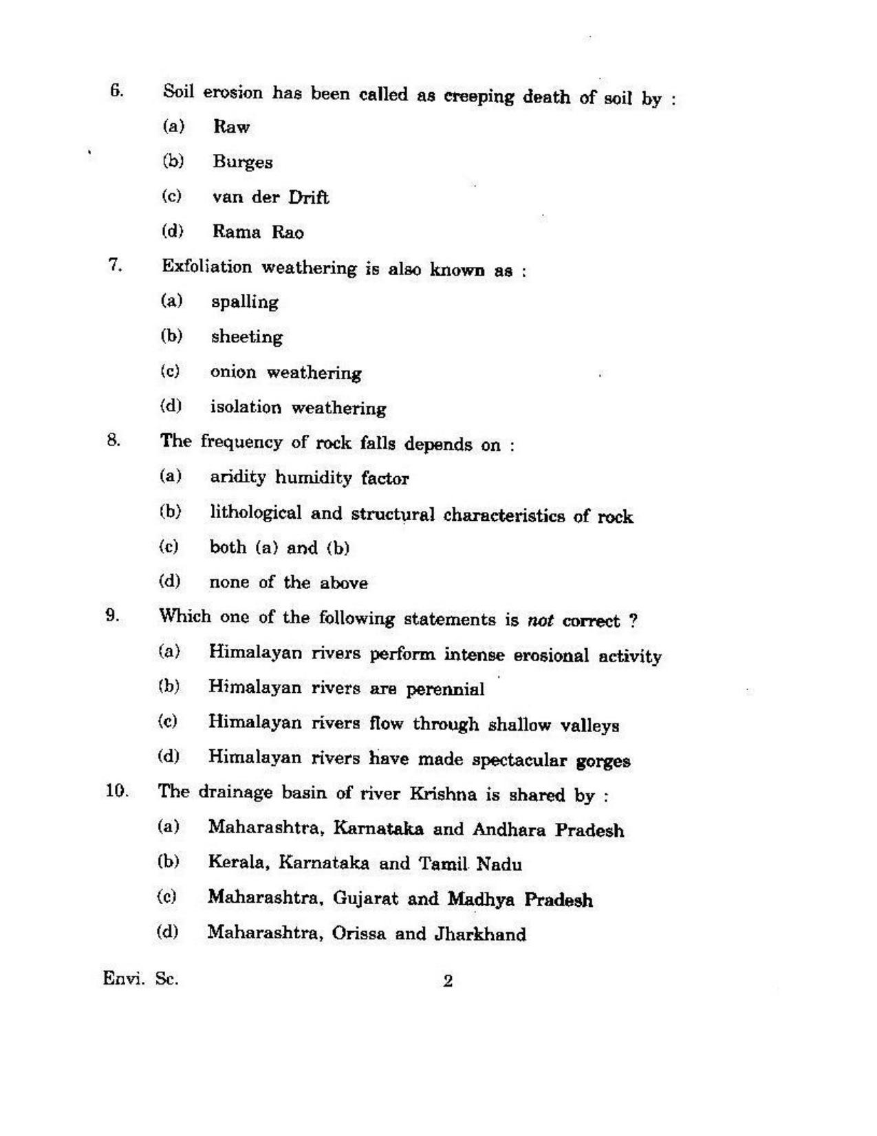 KUET 2023 M.Sc. Environmental Science Question Paper - Page 103