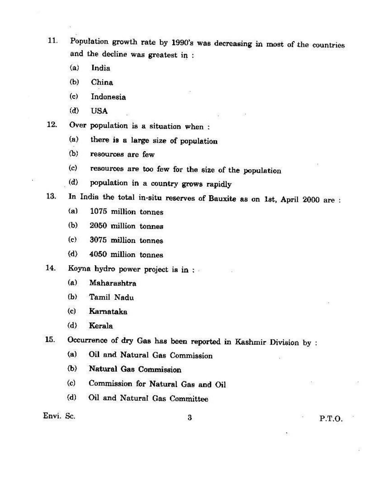 KUET 2023 M.Sc. Environmental Science Question Paper - Page 104