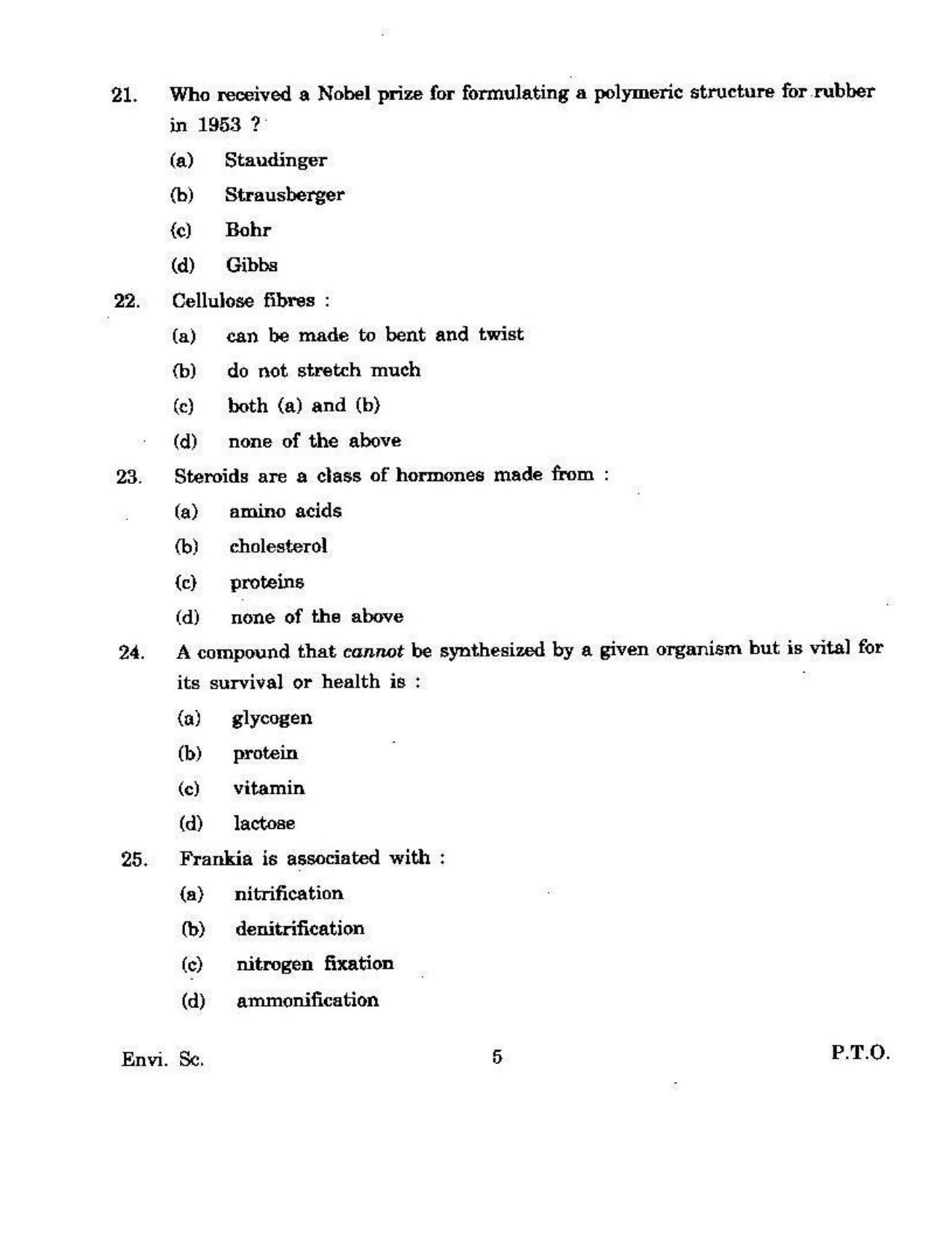 KUET 2023 M.Sc. Environmental Science Question Paper - Page 106