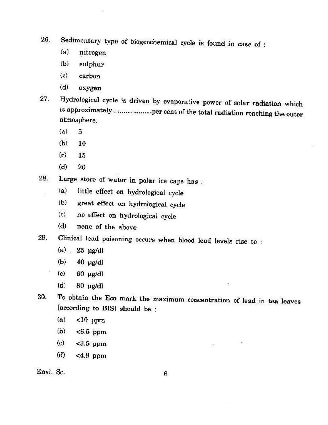 KUET 2023 M.Sc. Environmental Science Question Paper - Page 107