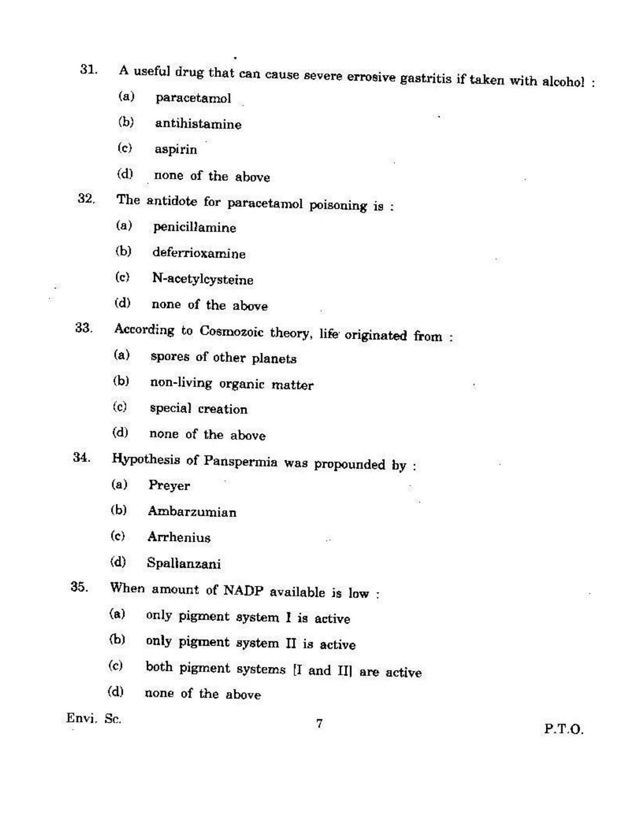 KUET 2023 M.Sc. Environmental Science Question Paper - Page 108