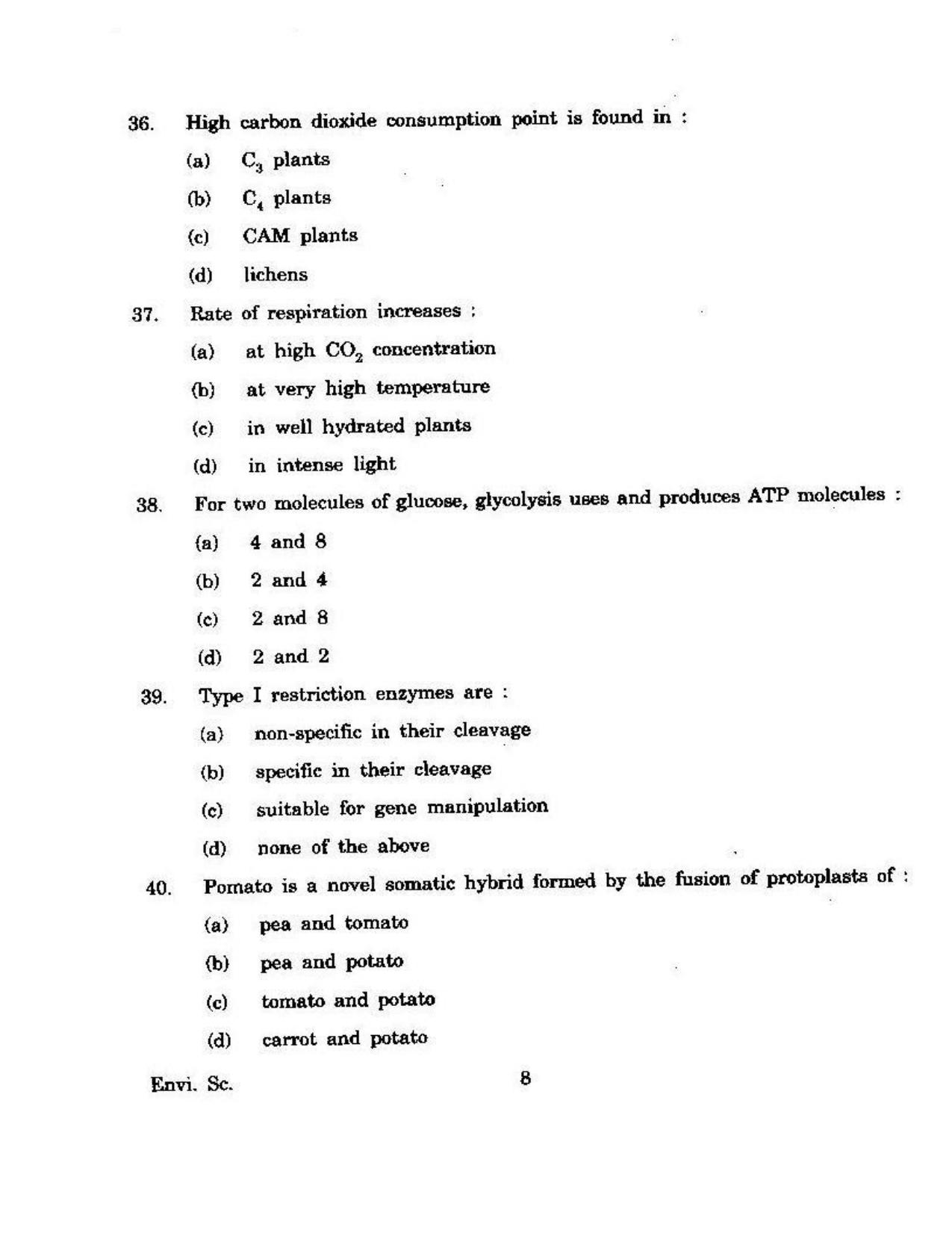 KUET 2023 M.Sc. Environmental Science Question Paper - Page 109