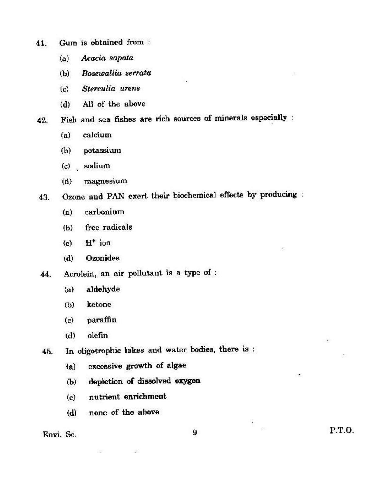 KUET 2023 M.Sc. Environmental Science Question Paper - Page 110