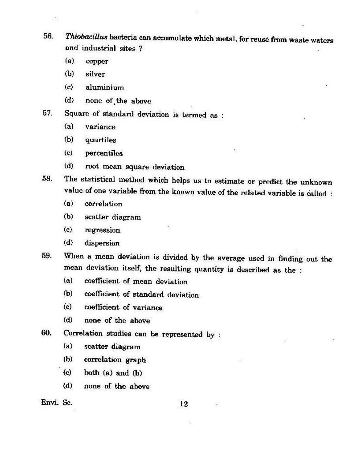 KUET 2023 M.Sc. Environmental Science Question Paper - Page 113