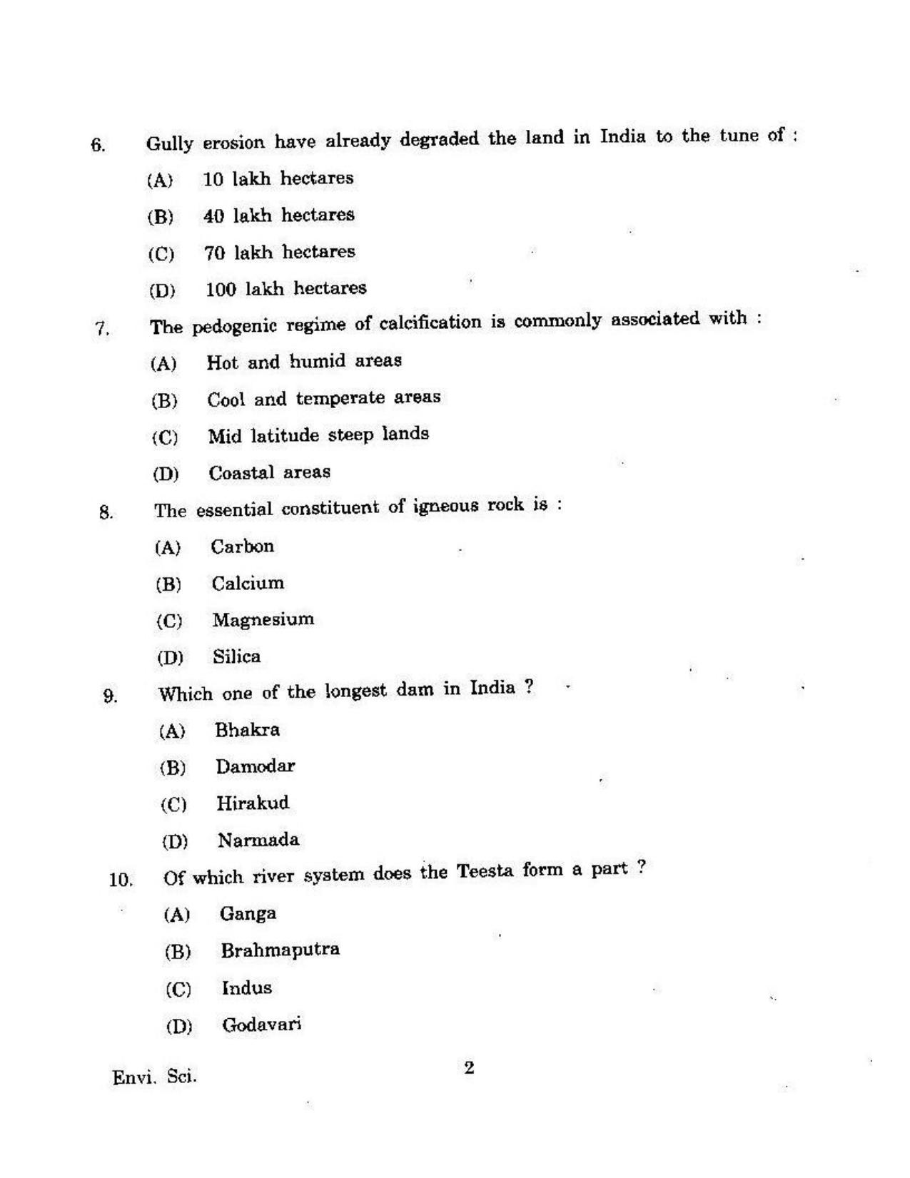KUET 2023 M.Sc. Environmental Science Question Paper - Page 115