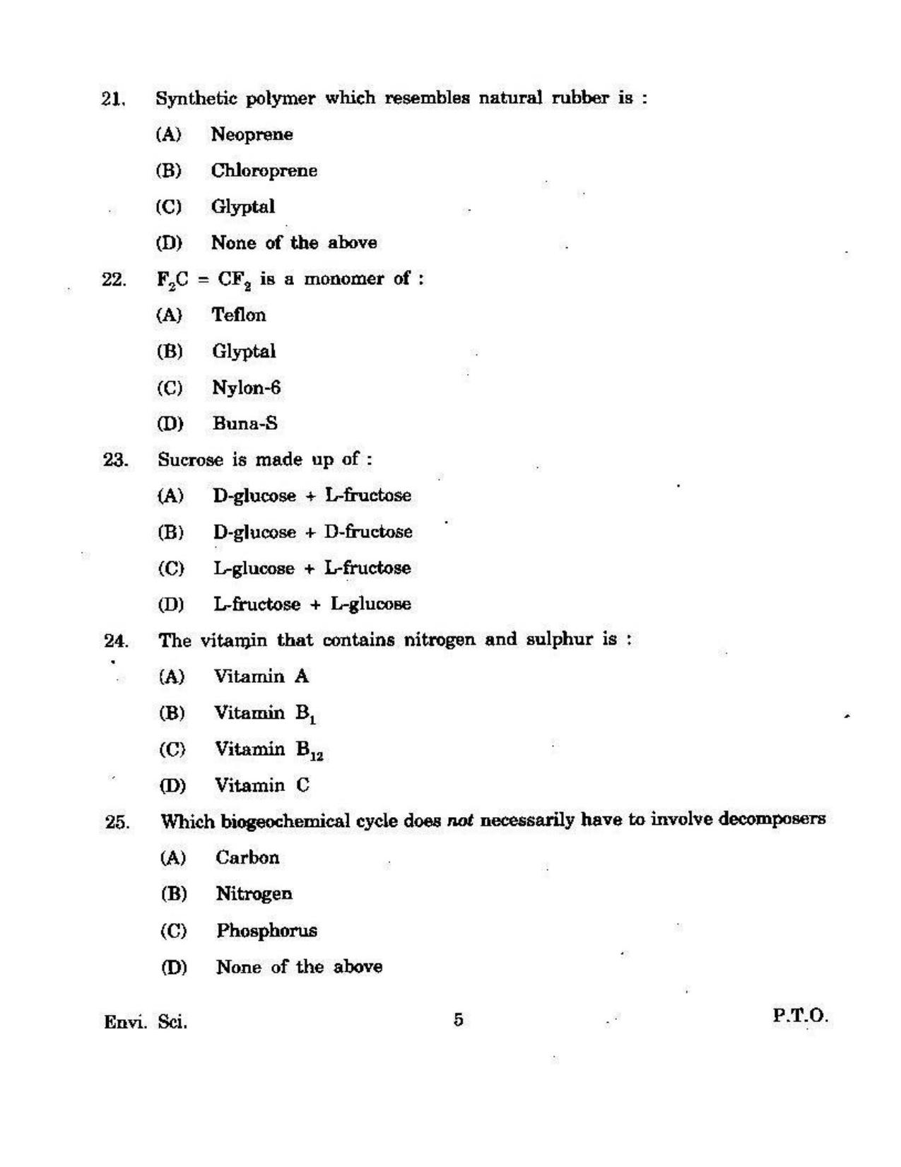 KUET 2023 M.Sc. Environmental Science Question Paper - Page 118