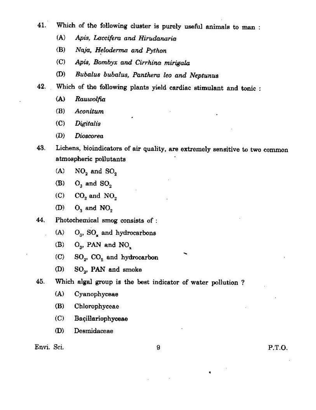 KUET 2023 M.Sc. Environmental Science Question Paper - Page 122