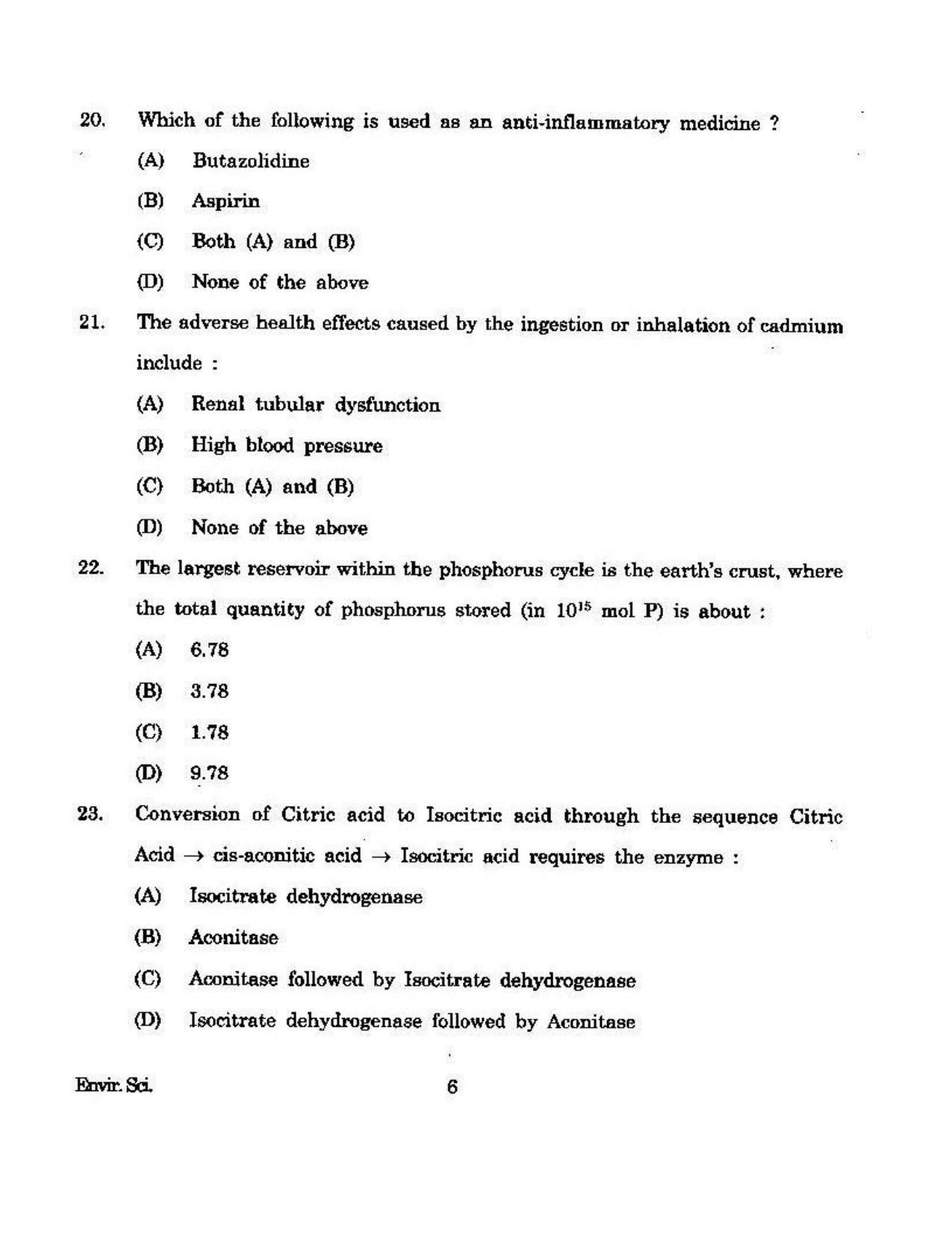 KUET 2023 M.Sc. Environmental Science Question Paper - Page 131