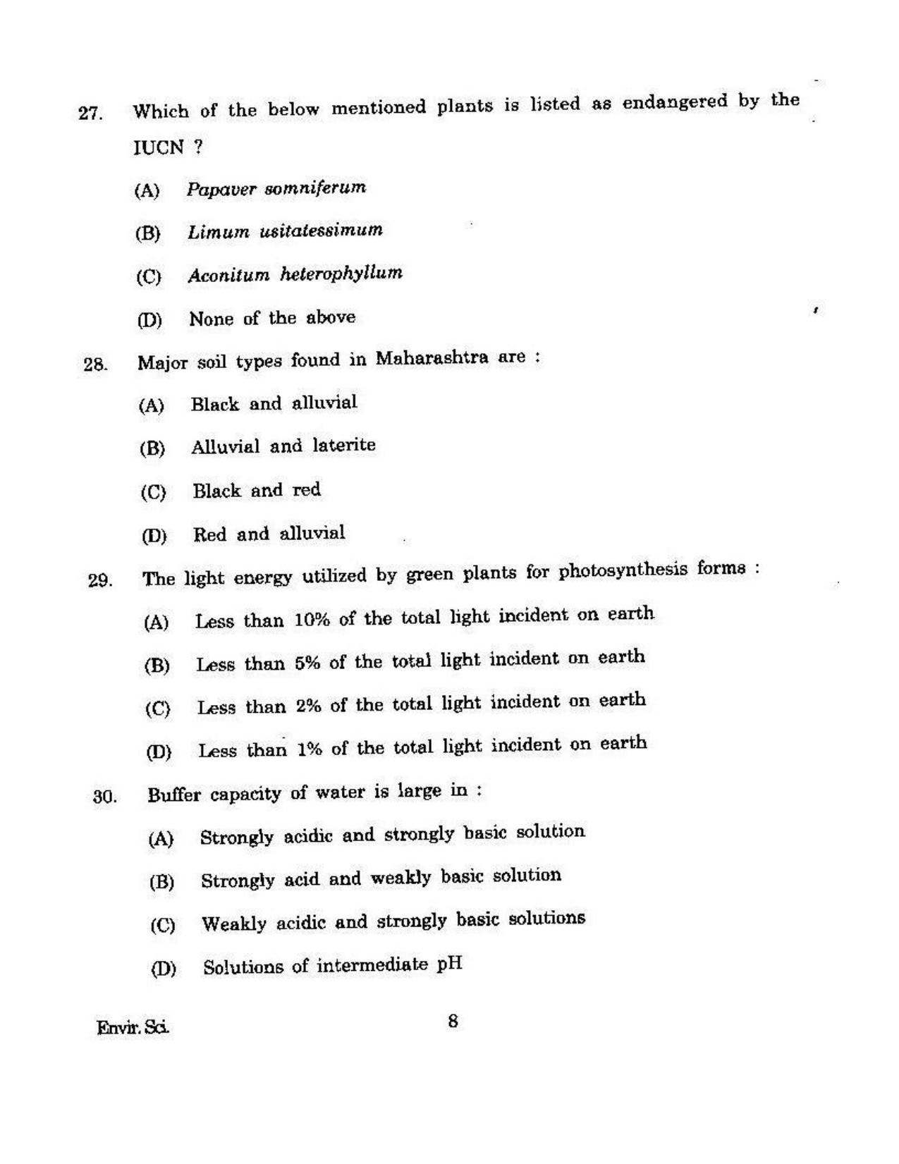 KUET 2023 M.Sc. Environmental Science Question Paper - Page 133