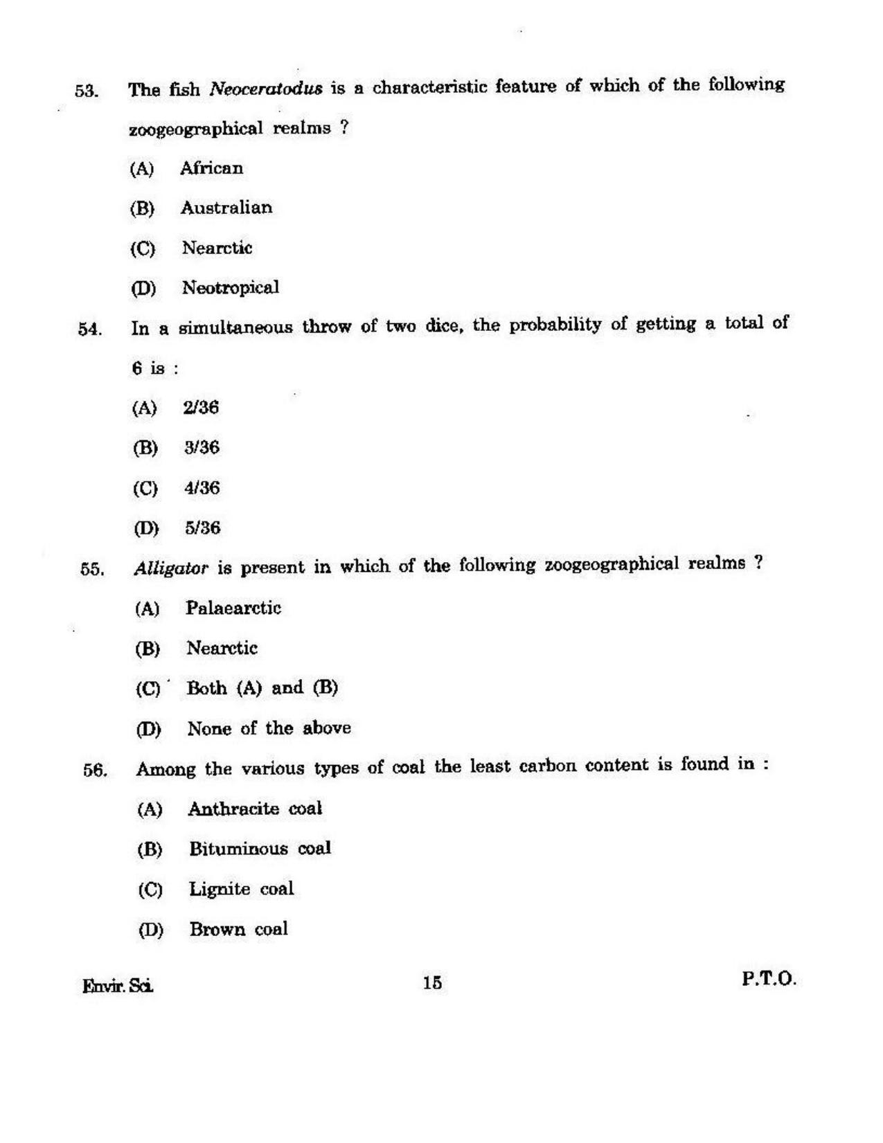 KUET 2023 M.Sc. Environmental Science Question Paper - Page 140