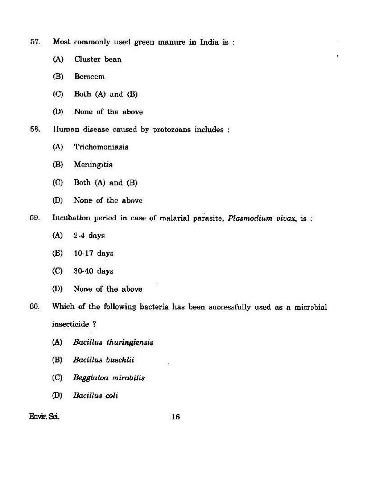 KUET 2023 M.Sc. Environmental Science Question Paper - Page 141