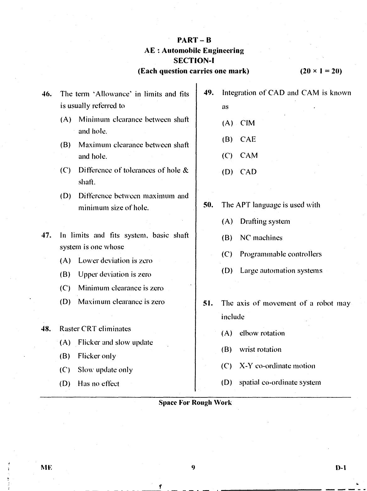 Karnataka PGCET 2017 Mechanical Sciences Question Paper - Page 9