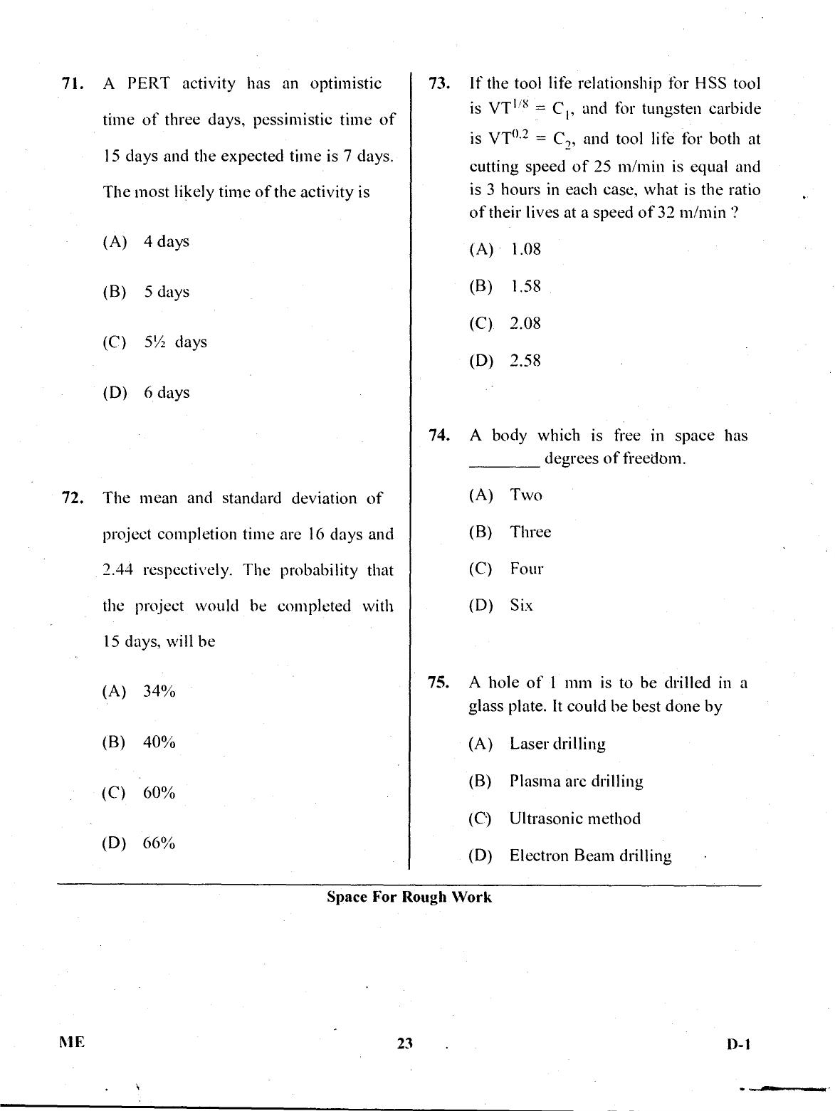 Karnataka PGCET 2017 Mechanical Sciences Question Paper - Page 23