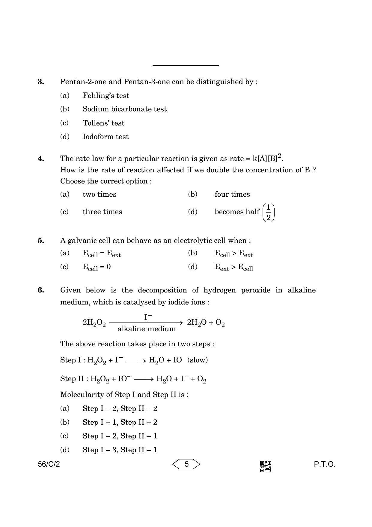 CBSE Class 12 56-2 Chemistry 2023 (Compartment) Question Paper - Page 5