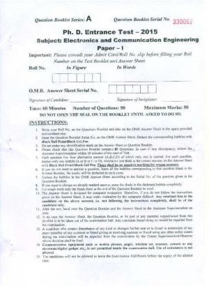 PU MPET Electronics and Communication Engineering 2015 Question Paper
