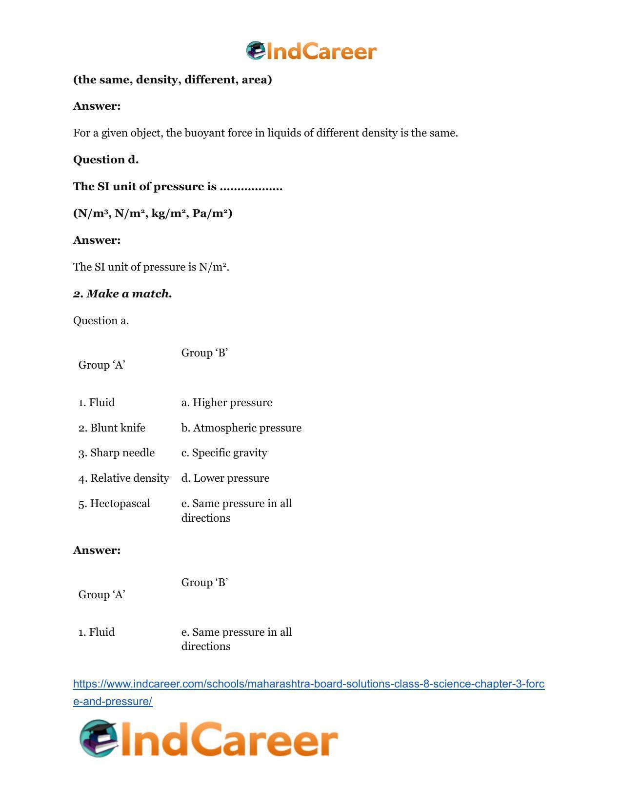 Maharashtra Board Solutions Class 8-Science: Chapter 3- Force and Pressure - Page 3