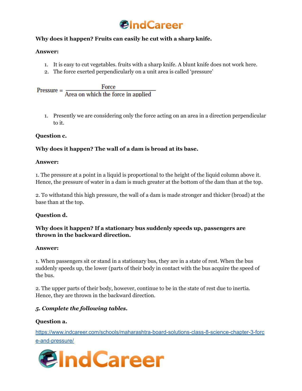 Maharashtra Board Solutions Class 8-Science: Chapter 3- Force and Pressure - Page 7