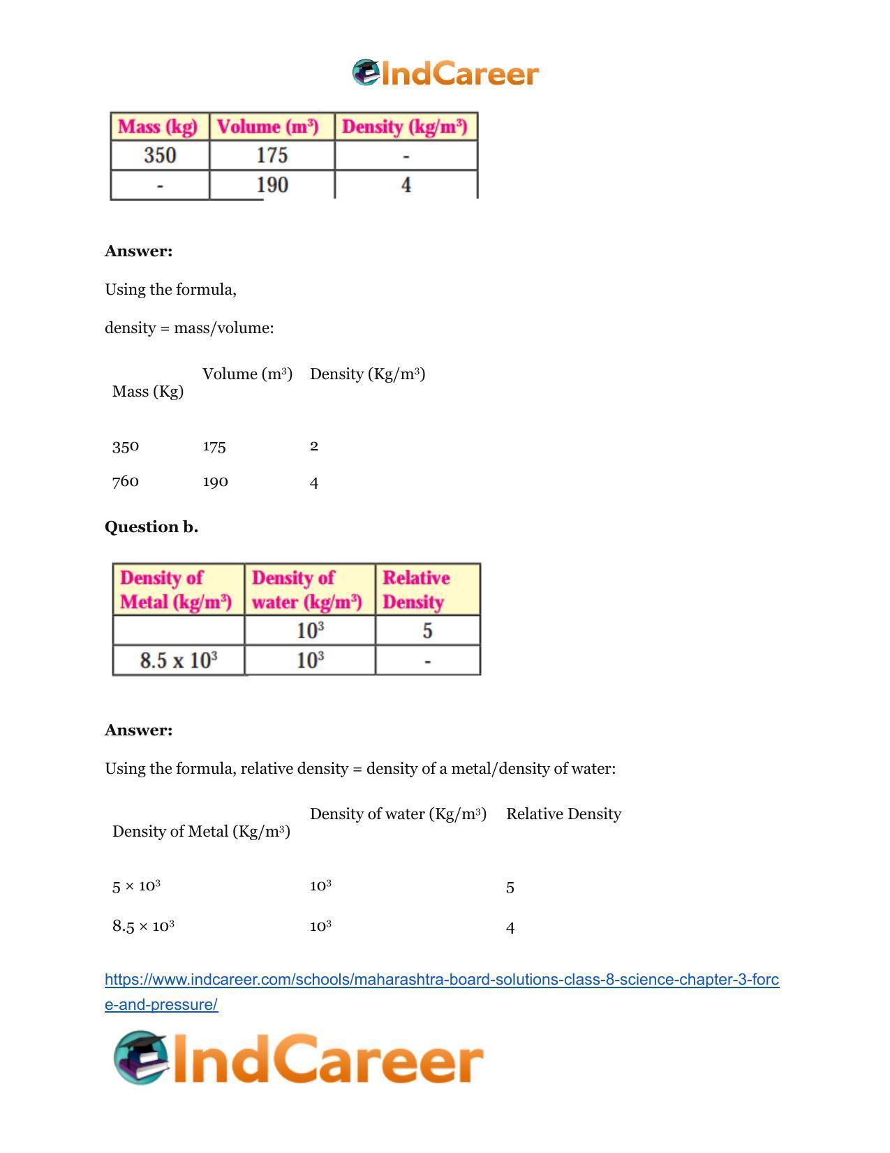 Maharashtra Board Solutions Class 8-Science: Chapter 3- Force and Pressure - Page 8