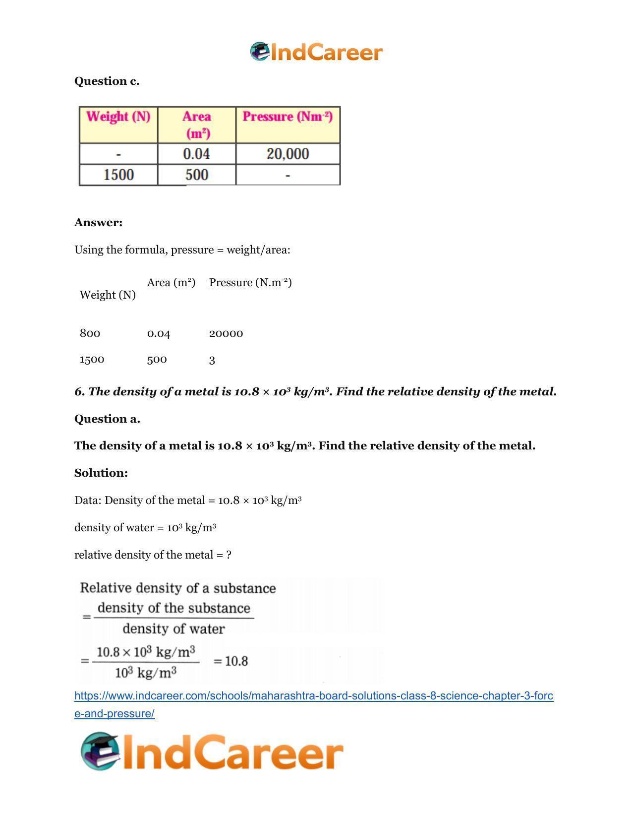 Maharashtra Board Solutions Class 8-Science: Chapter 3- Force and Pressure - Page 9