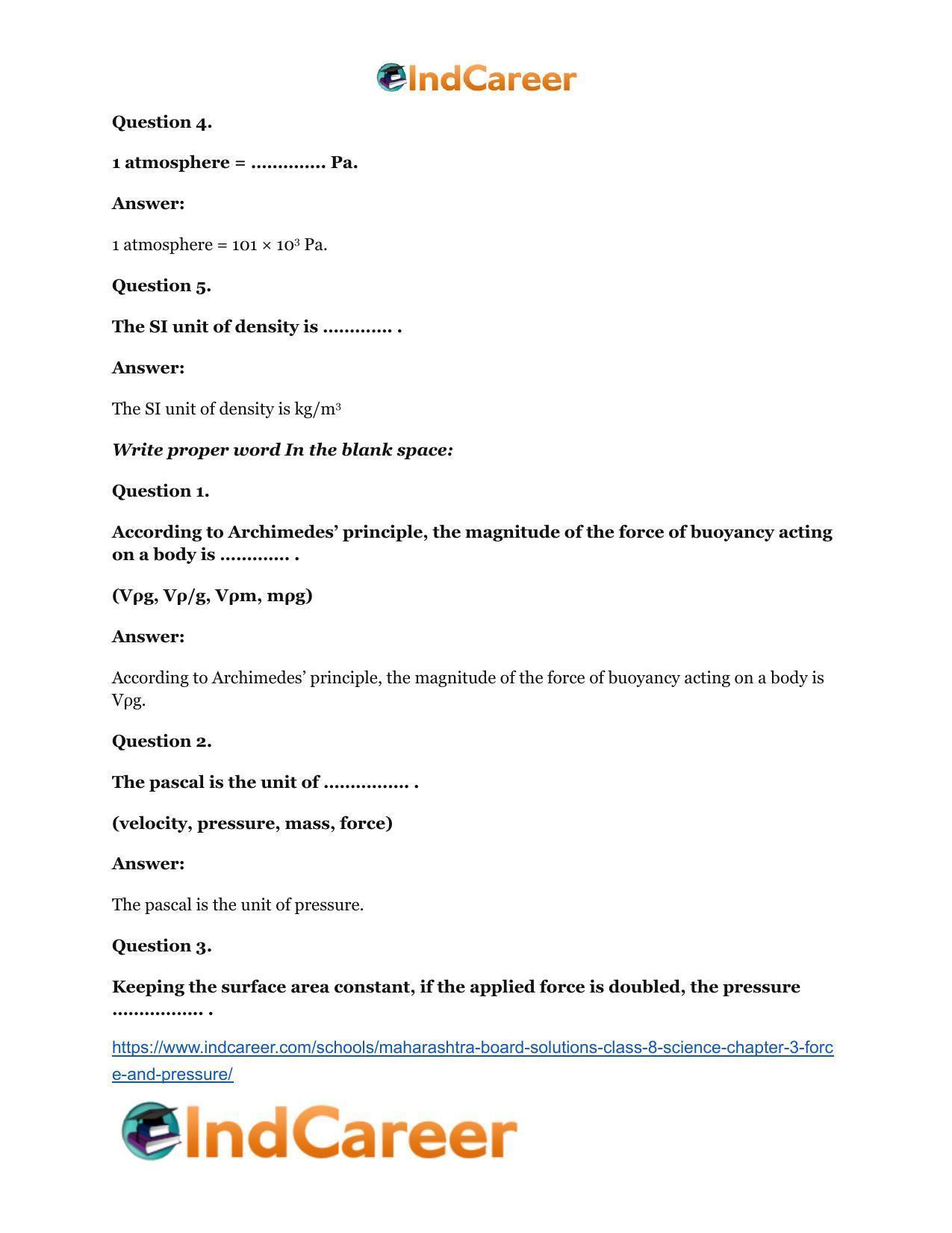 Maharashtra Board Solutions Class 8-Science: Chapter 3- Force and Pressure - Page 12