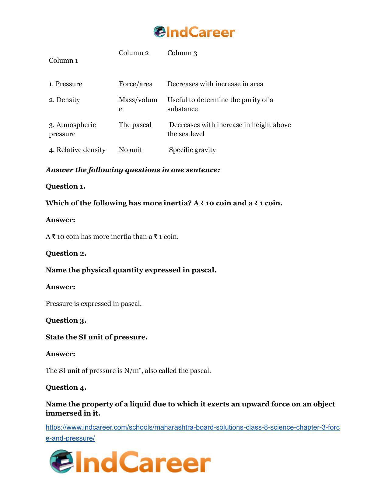 Maharashtra Board Solutions Class 8-Science: Chapter 3- Force and Pressure - Page 16