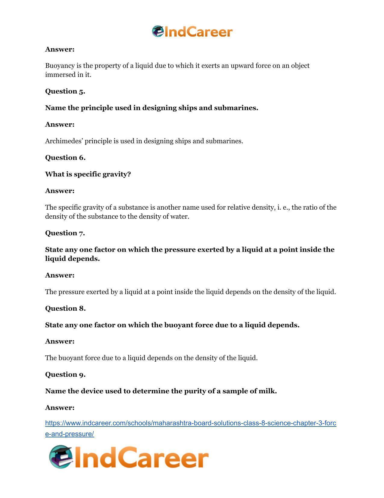 Maharashtra Board Solutions Class 8-Science: Chapter 3- Force and Pressure - Page 17