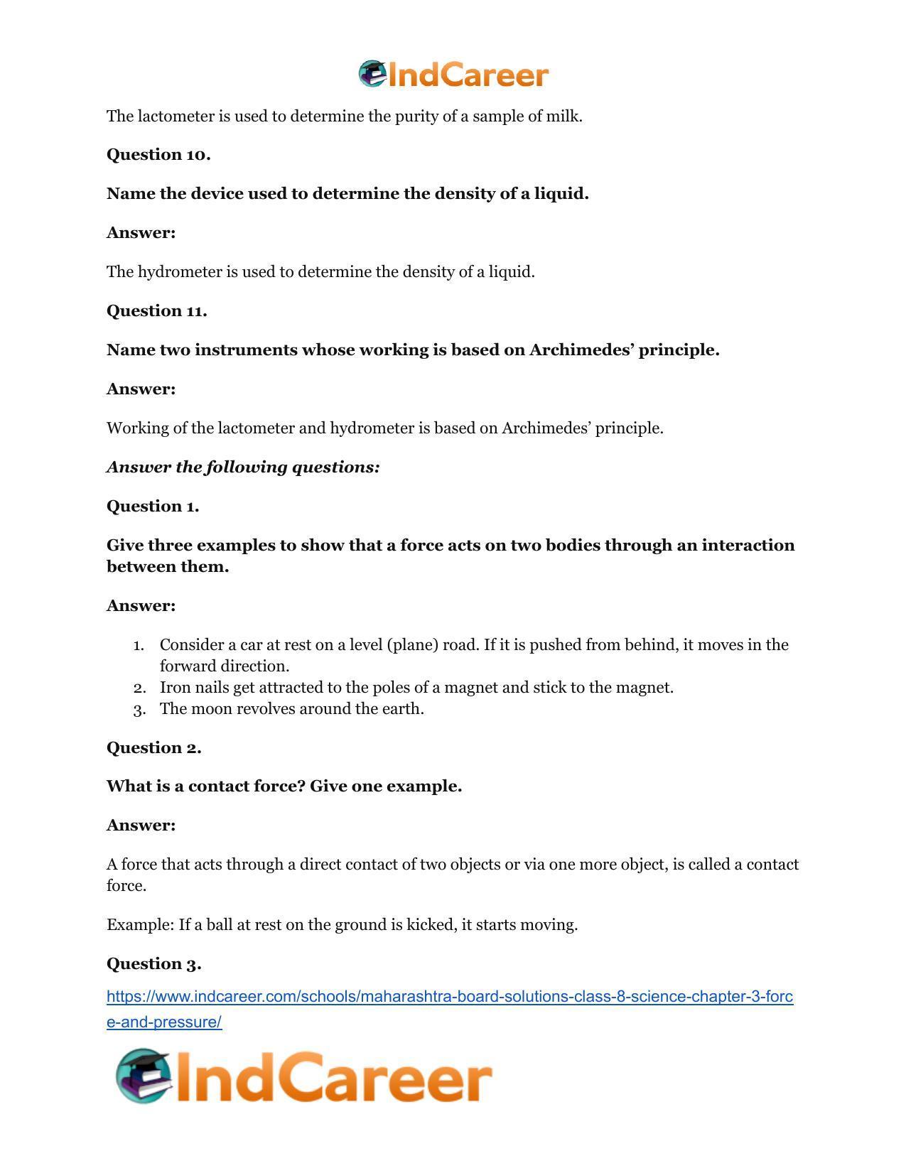 Maharashtra Board Solutions Class 8-Science: Chapter 3- Force and Pressure - Page 18