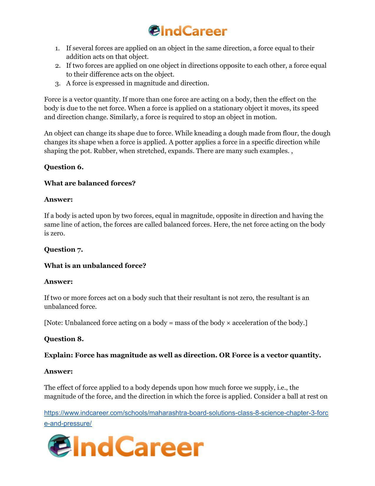 Maharashtra Board Solutions Class 8-Science: Chapter 3- Force and Pressure - Page 23