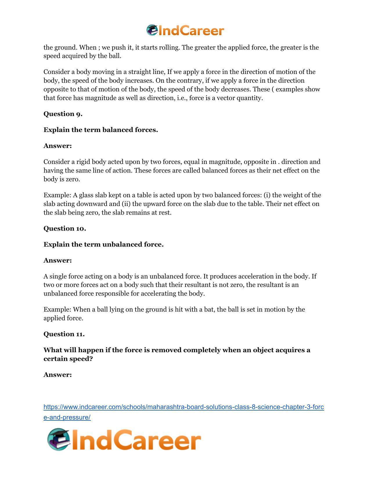 Maharashtra Board Solutions Class 8-Science: Chapter 3- Force and Pressure - Page 24