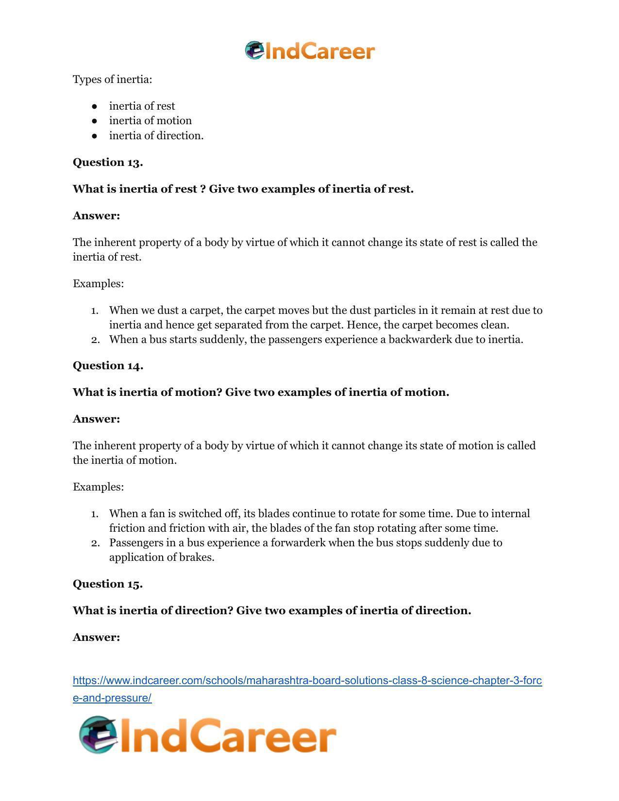 Maharashtra Board Solutions Class 8-Science: Chapter 3- Force and Pressure - Page 27