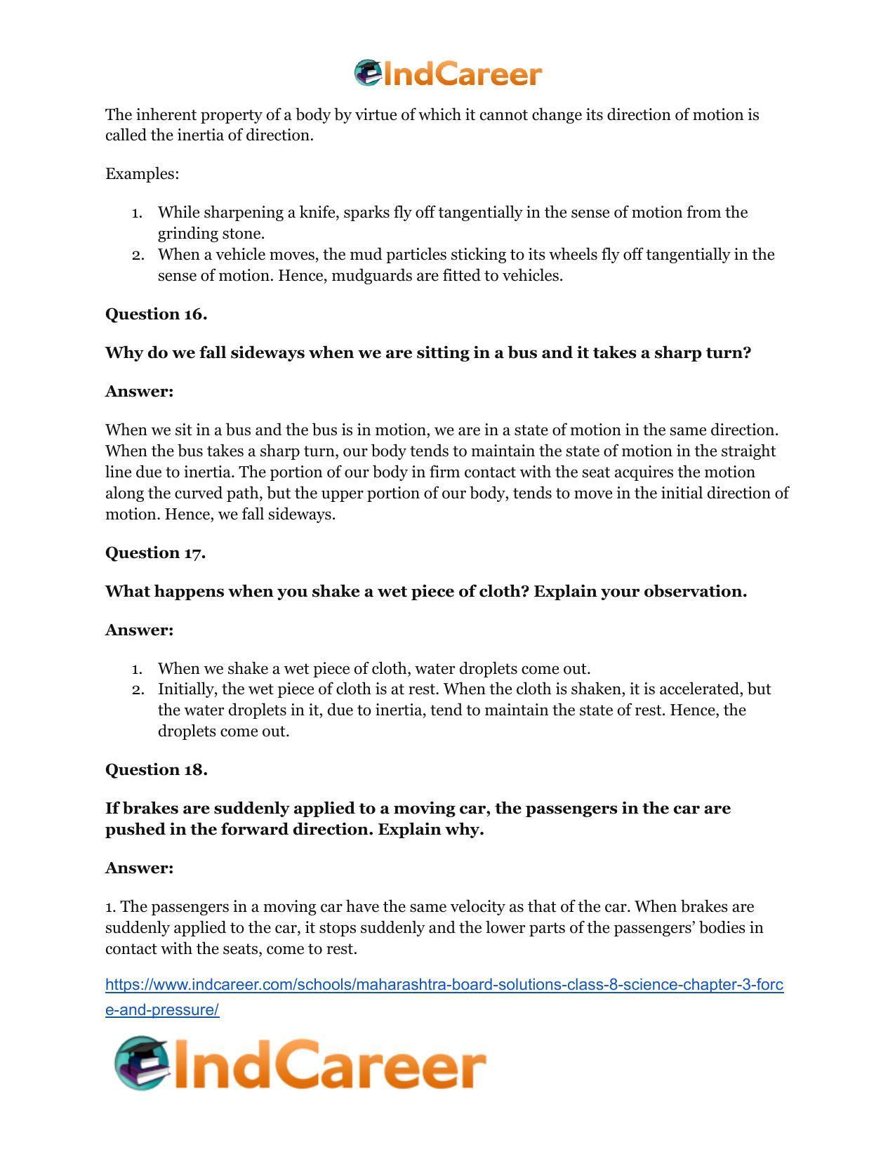 Maharashtra Board Solutions Class 8-Science: Chapter 3- Force and Pressure - Page 28