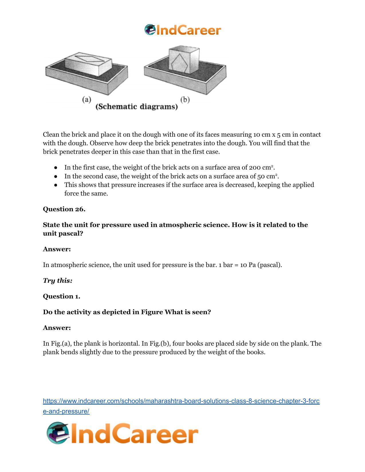 Maharashtra Board Solutions Class 8-Science: Chapter 3- Force and Pressure - Page 32