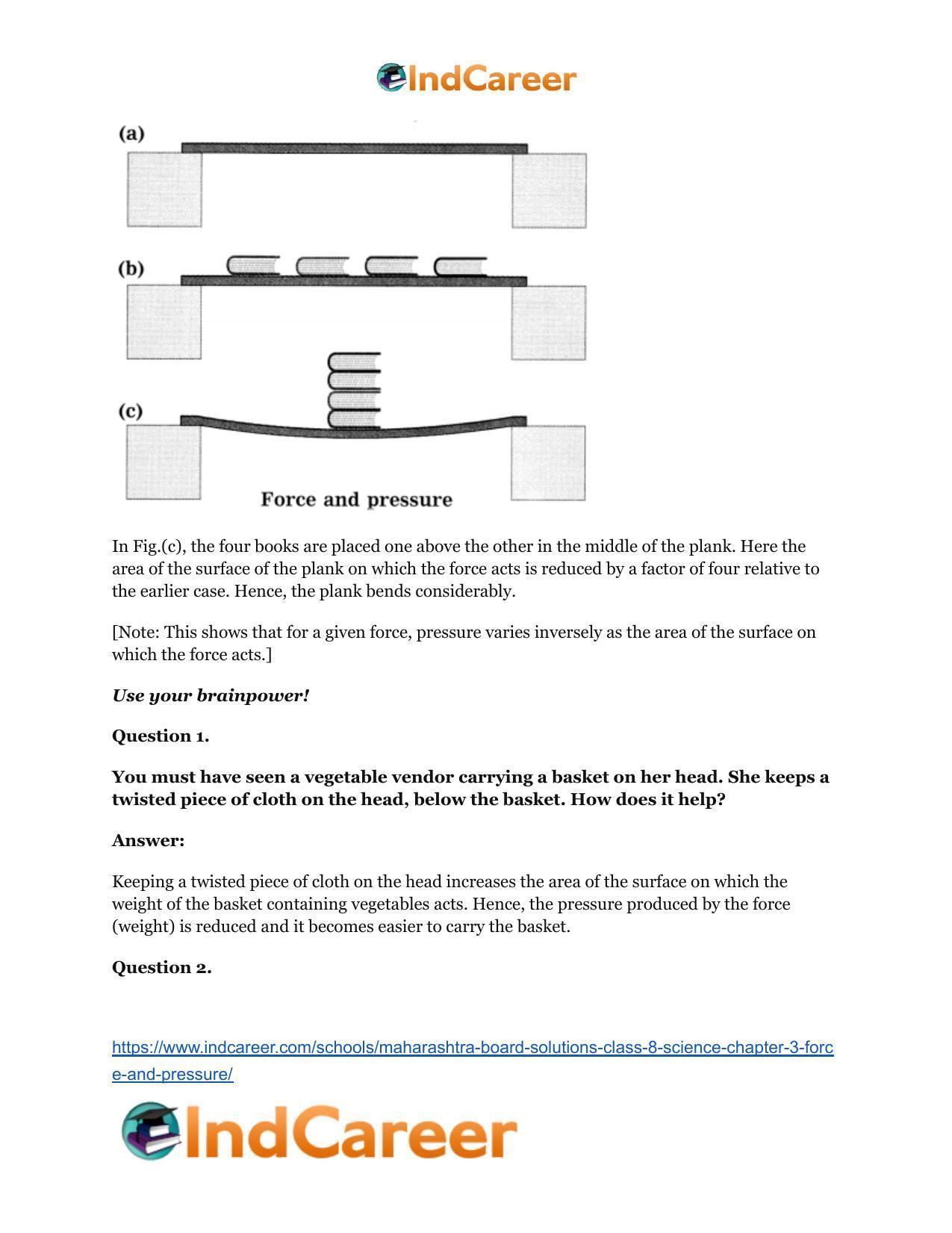 Maharashtra Board Solutions Class 8-Science: Chapter 3- Force and Pressure - Page 33