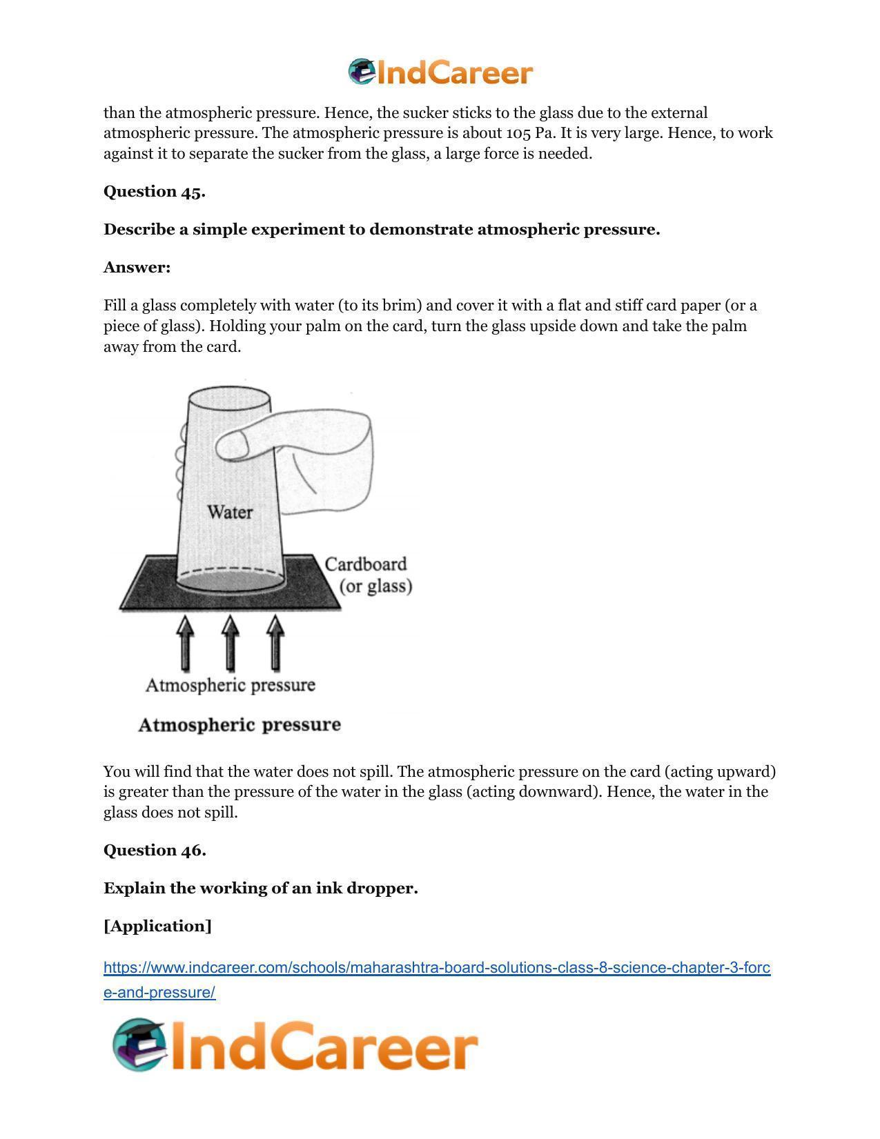 Maharashtra Board Solutions Class 8-Science: Chapter 3- Force and Pressure - Page 42