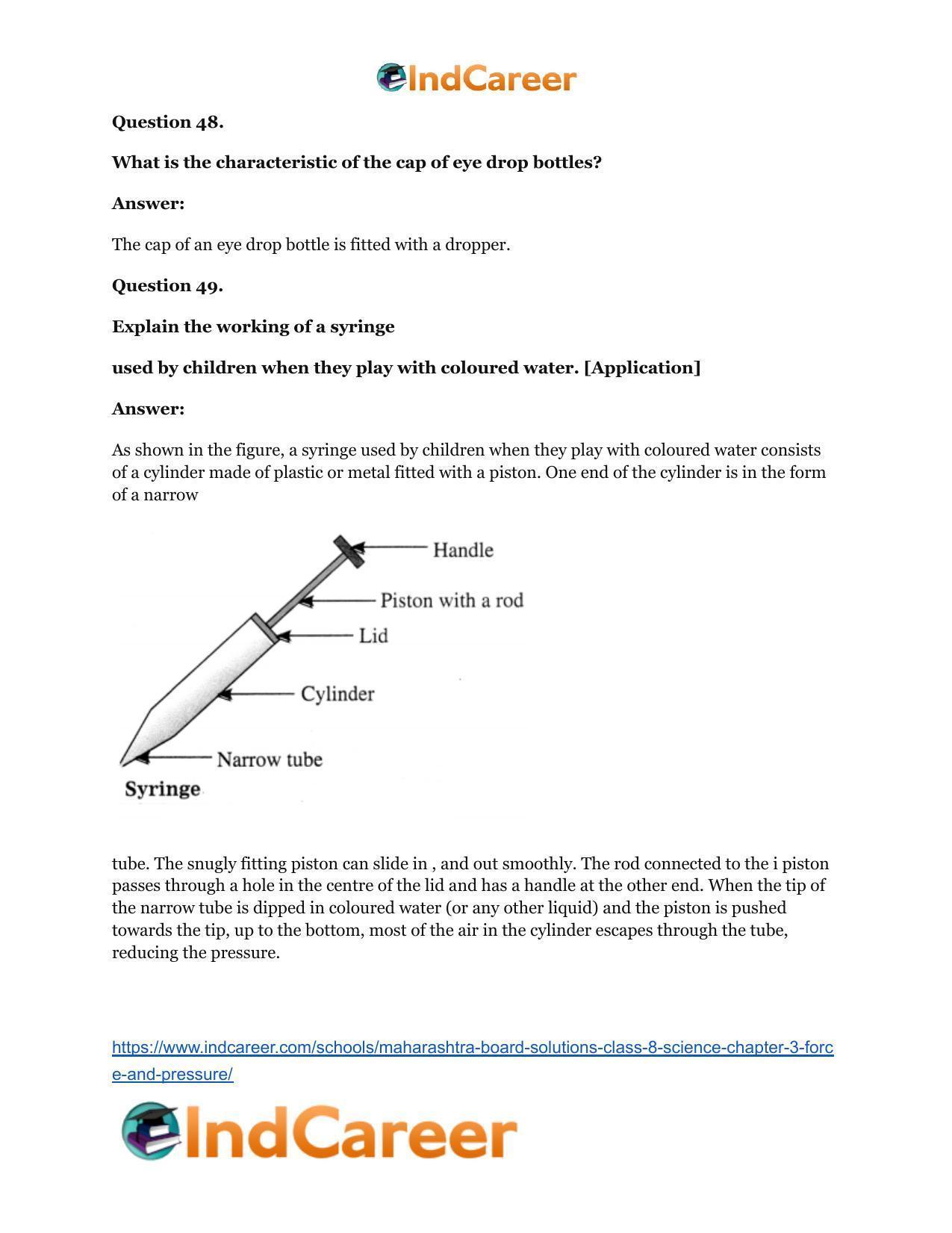 Maharashtra Board Solutions Class 8-Science: Chapter 3- Force and Pressure - Page 44