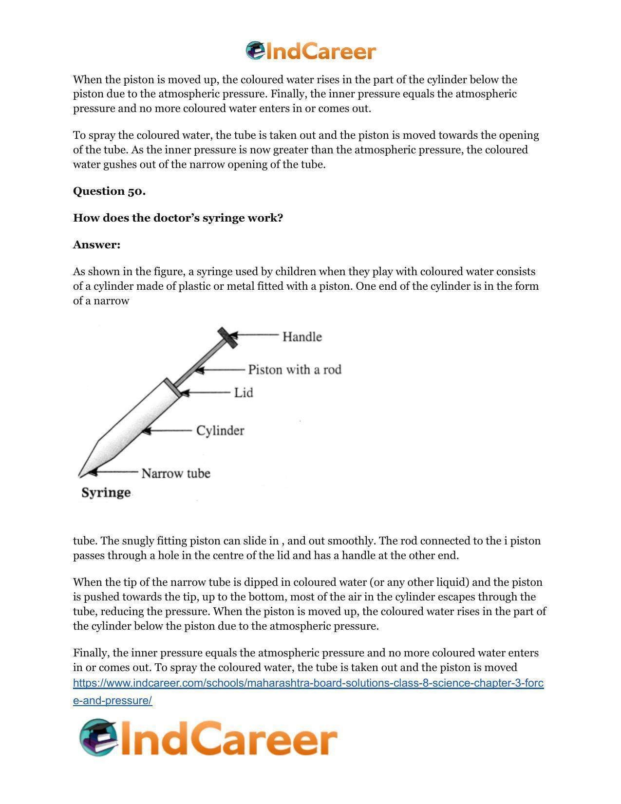 Maharashtra Board Solutions Class 8-Science: Chapter 3- Force and Pressure - Page 45