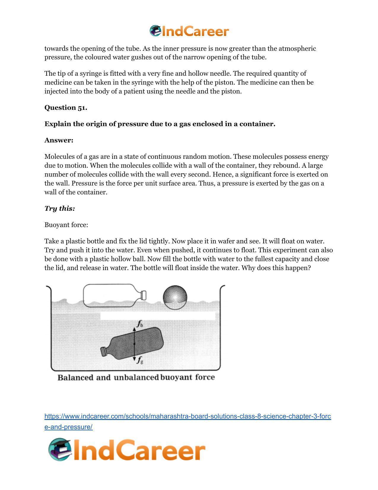 Maharashtra Board Solutions Class 8-Science: Chapter 3- Force and Pressure - Page 46