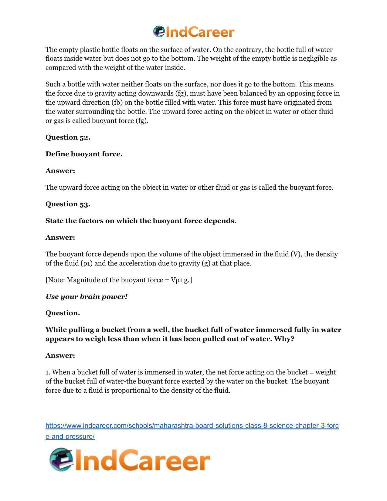 Maharashtra Board Solutions Class 8-Science: Chapter 3- Force and Pressure - Page 47