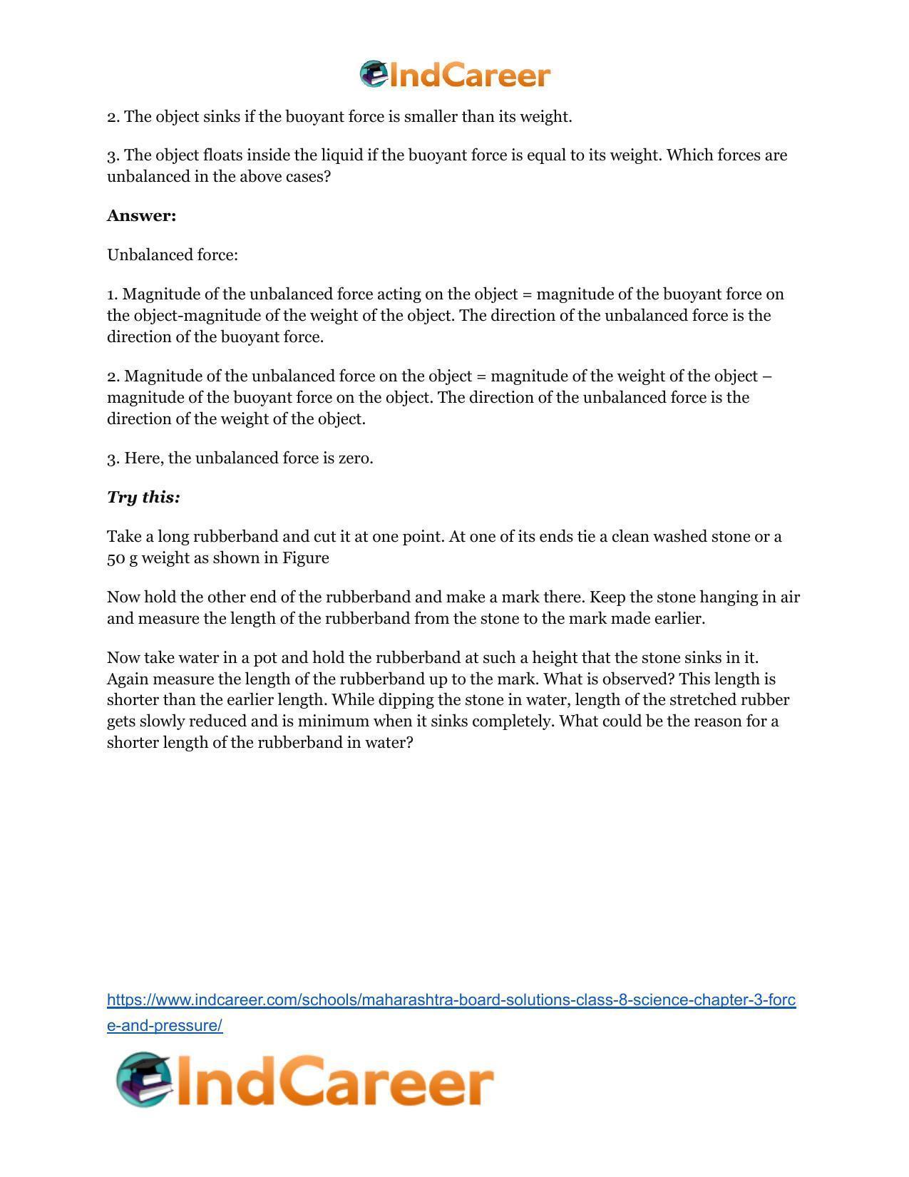 Maharashtra Board Solutions Class 8-Science: Chapter 3- Force and Pressure - Page 49