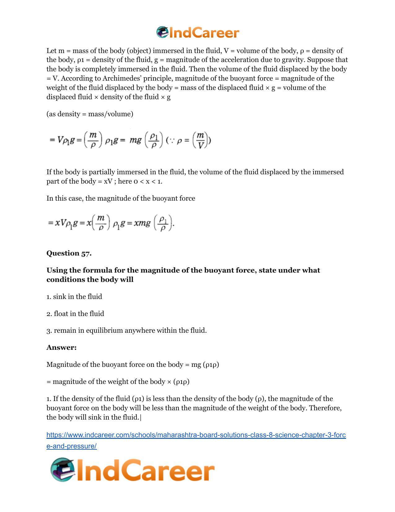 Maharashtra Board Solutions Class 8-Science: Chapter 3- Force and Pressure - Page 51