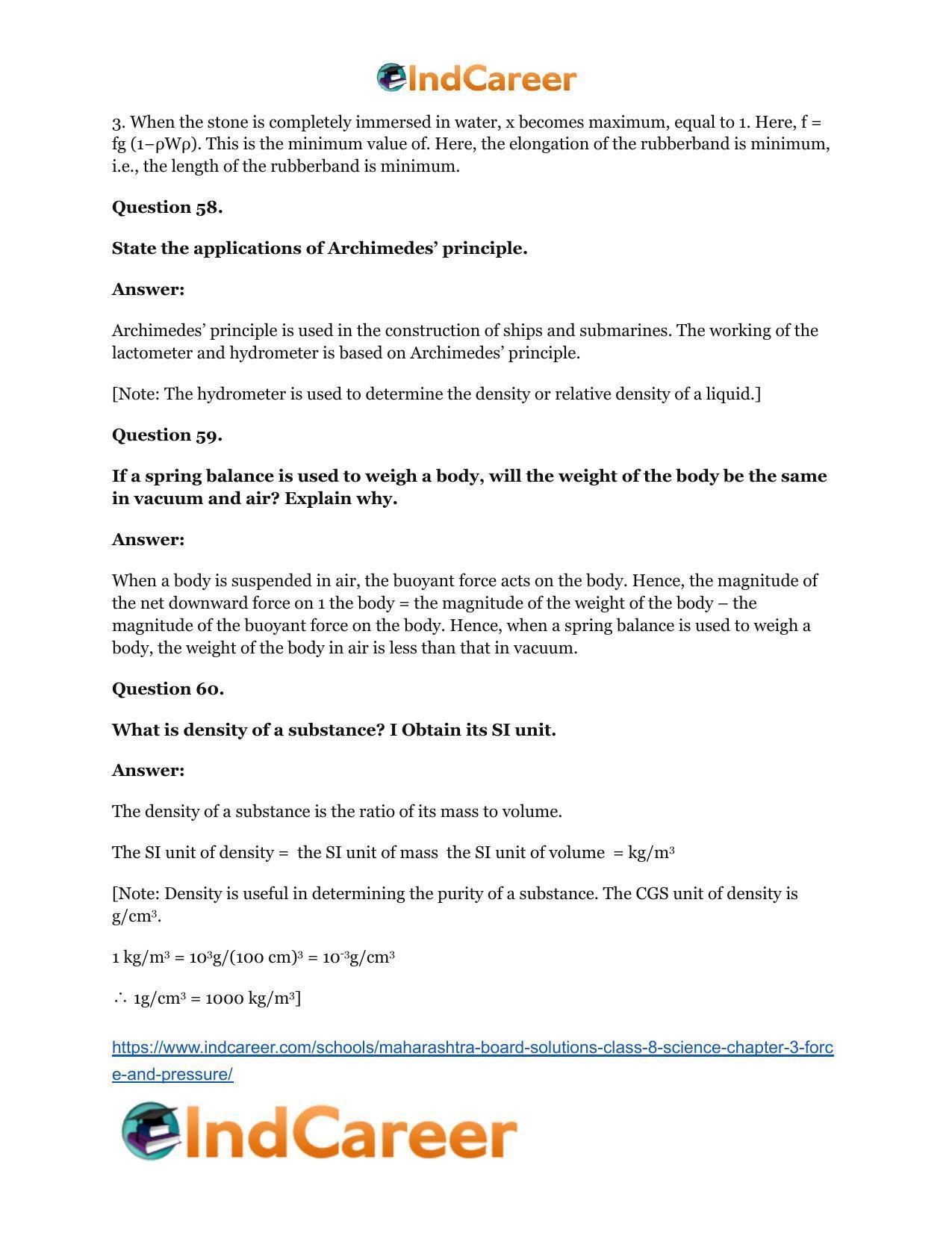 Maharashtra Board Solutions Class 8-Science: Chapter 3- Force and Pressure - Page 53