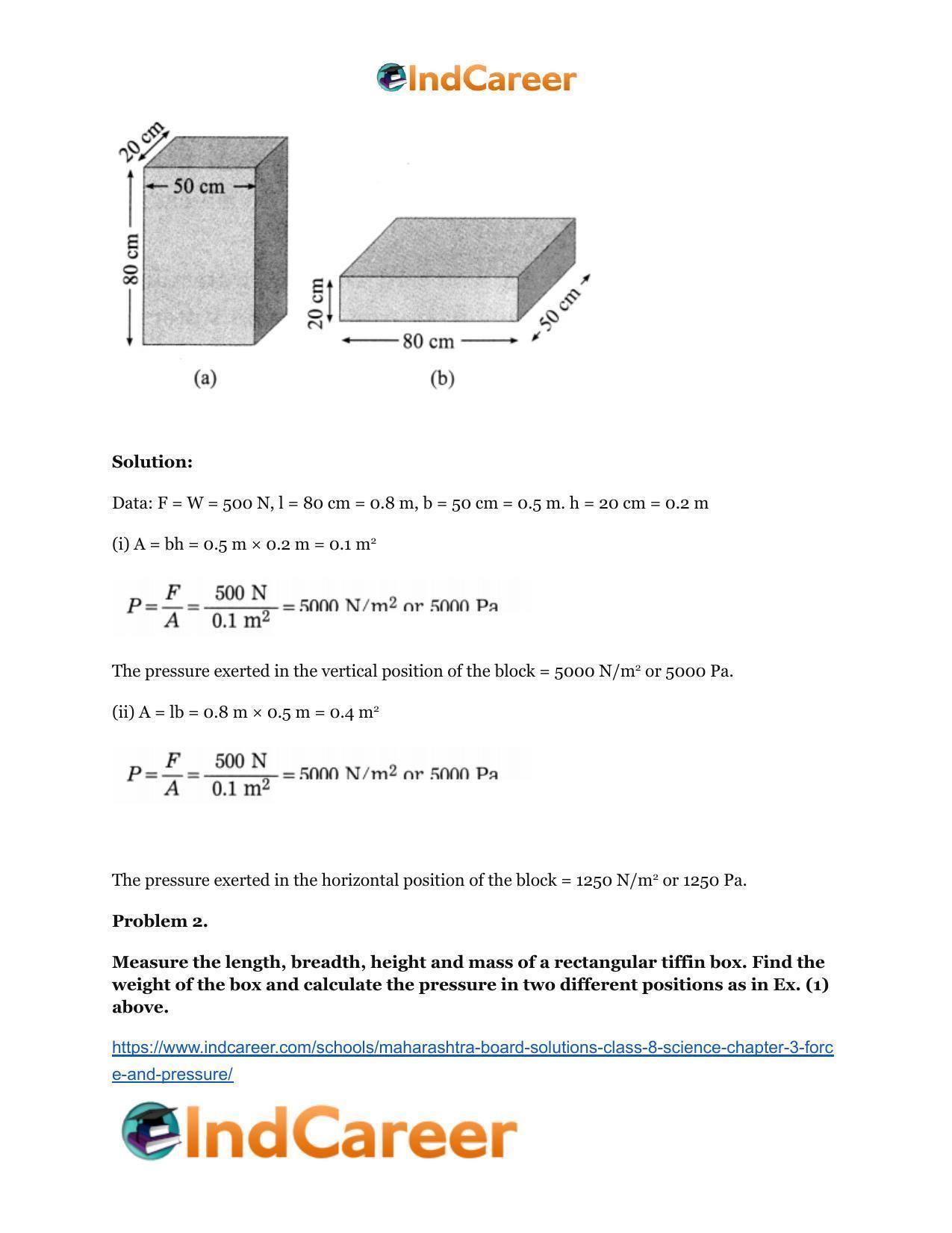 Maharashtra Board Solutions Class 8-Science: Chapter 3- Force and Pressure - Page 59