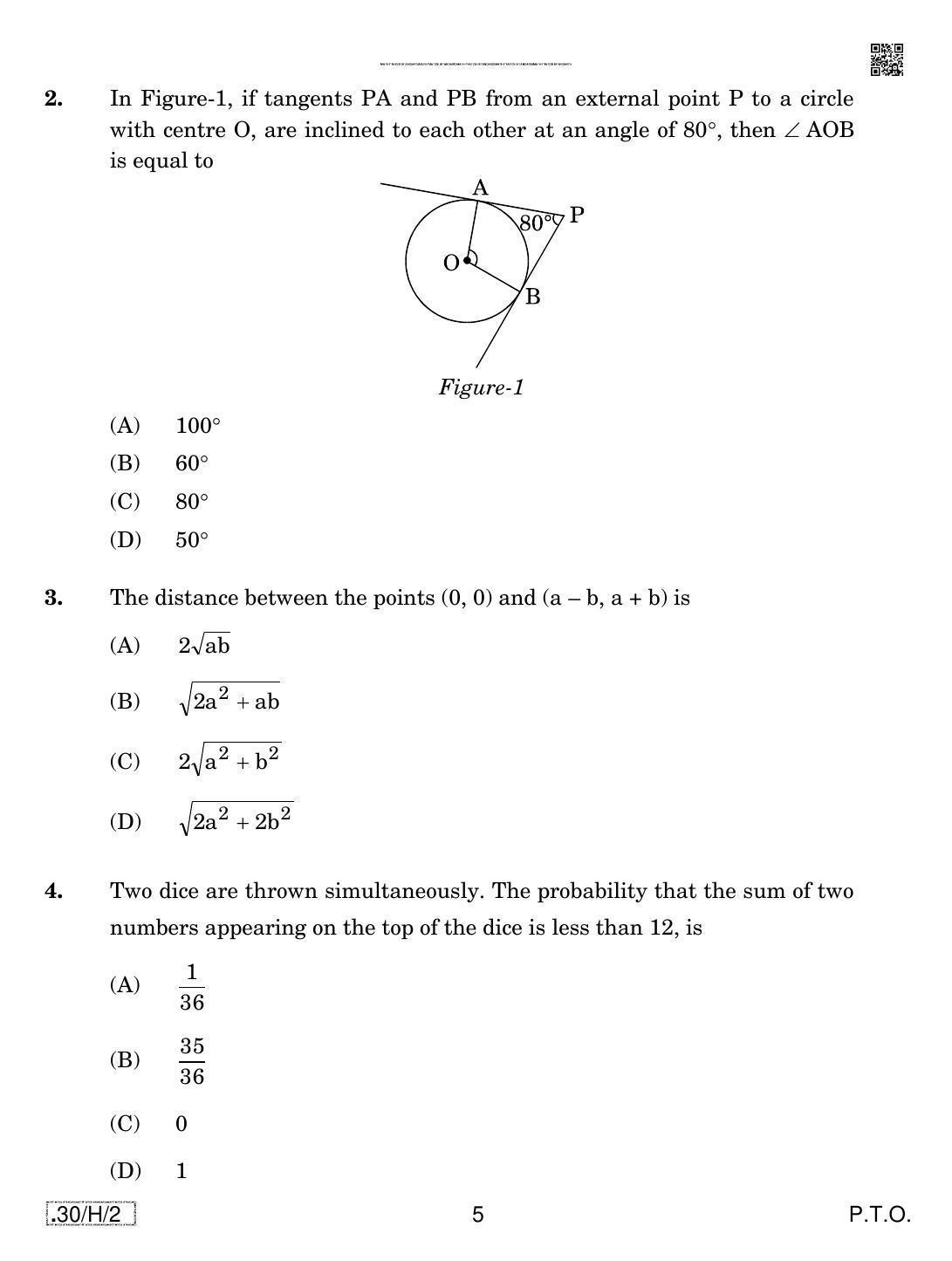 CBSE Class 10 30-C-2 - Maths (Standard) 2020 Compartment Question Paper - Page 5