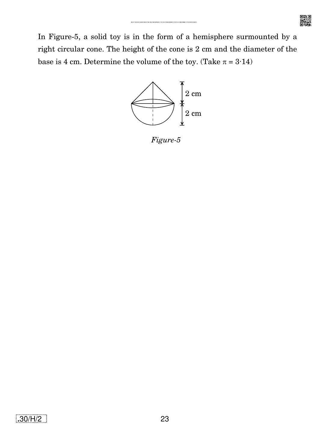 CBSE Class 10 30-C-2 - Maths (Standard) 2020 Compartment Question Paper - Page 23