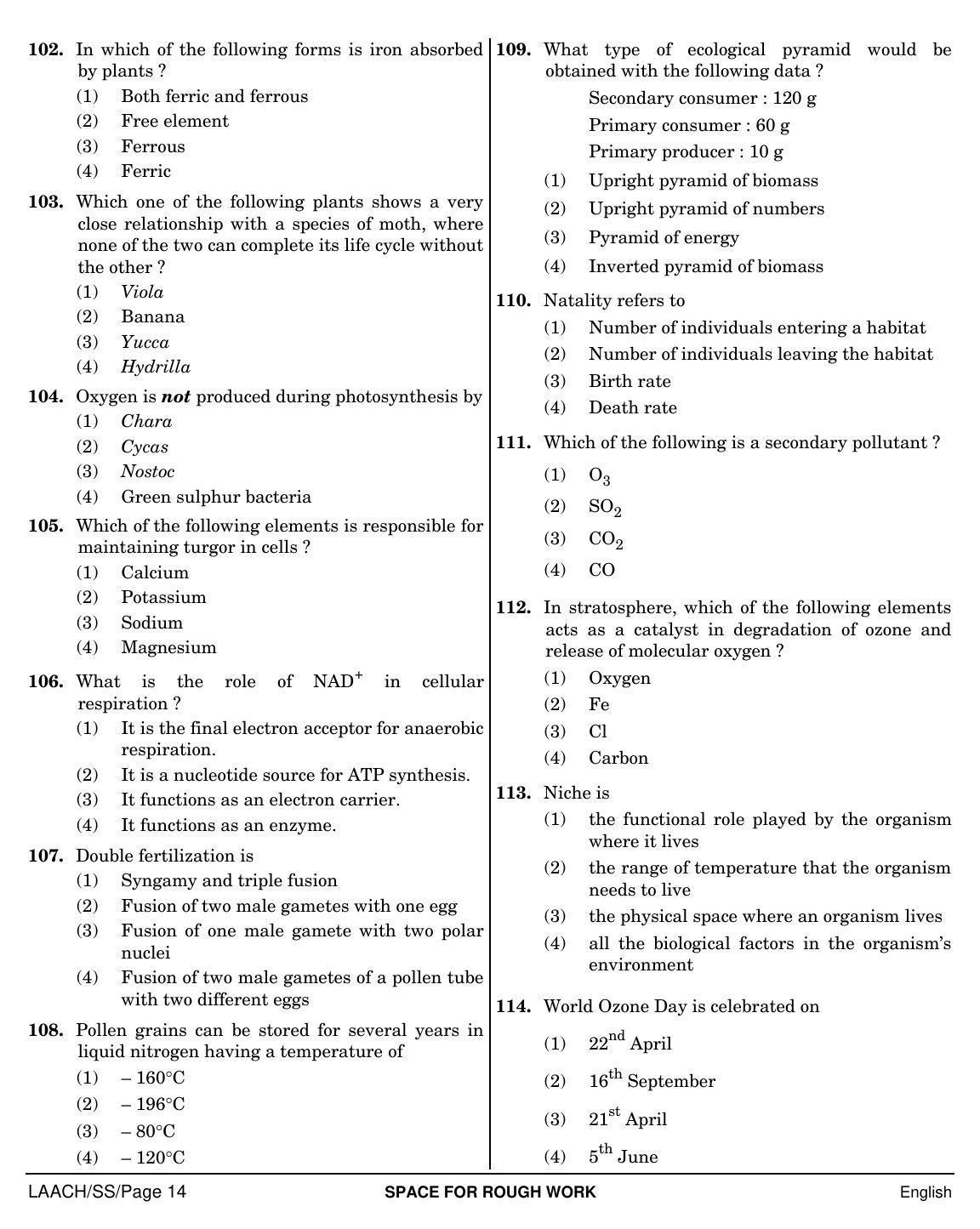 NEET English SS 2019 Question Paper - Page 14